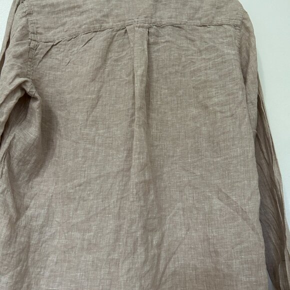 Uniqlo Button Up Long Sleeves 100% Linen Shirt Womens size M Natural Minimalist - Picture 13 of 15